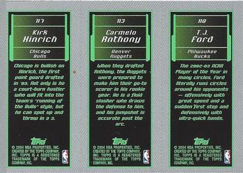 2003-04 Topps Rookie Matrix #118 / 113 / 117 T.J. Ford / Carmelo Anthony / Kirk Hinrich Back
