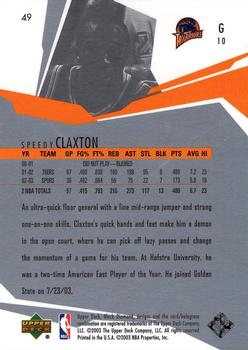 2003-04 Upper Deck Black Diamond #49 Speedy Claxton Back