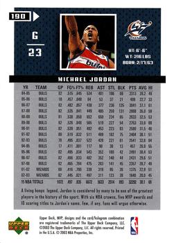 2003-04 Upper Deck MVP #190 Michael Jordan Back
