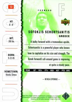 2003 UD Top Prospects #13 Sofoklis Schortsanitis Back