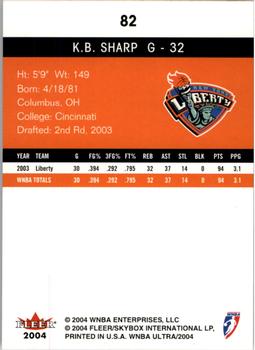 2004 Ultra WNBA #82 K.B. Sharp Back