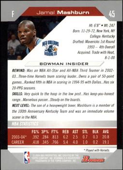 2004-05 Bowman #45 Jamal Mashburn Back