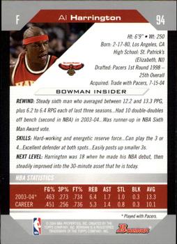 2004-05 Bowman #94 Al Harrington Back