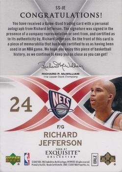 2006-07 Upper Deck Exquisite Collection - Scripted Swatches #SS-JE Richard Jefferson Back