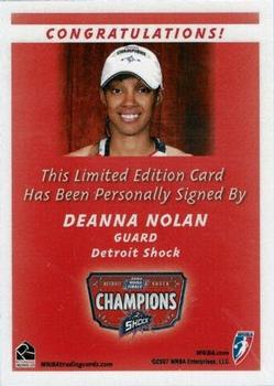 2007 Rittenhouse WNBA - Autographs #NNO Deanna Nolan Back
