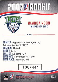 2007 Rittenhouse WNBA - Rookies #RC25 Navonda Moore Back