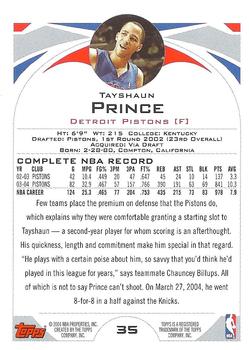 2004-05 Topps #35 Tayshaun Prince Back