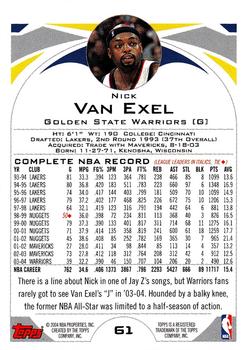2004-05 Topps #61 Nick Van Exel Back