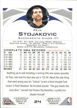 2004-05 Topps Chrome #24 Peja Stojakovic Back