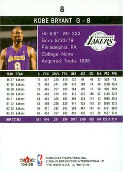 2004-05 Ultra #8 Kobe Bryant Back