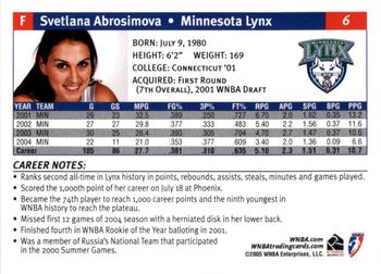 2005 Rittenhouse WNBA #6 Svetlana Abrosimova Back