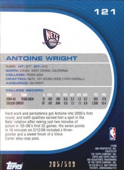 2005-06 Finest #121 Antoine Wright Back