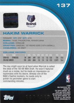 2005-06 Finest #137 Hakim Warrick Back