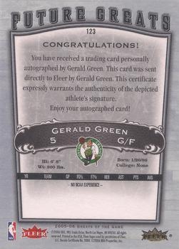 2005-06 Fleer Greats of the Game #123 Gerald Green Back