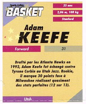 1995 French Sports Action Basket - Face 2 Face Utah Jazz #NNO Adam Keefe Back