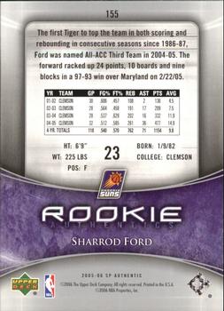 2005-06 SP Authentic #155 Sharrod Ford Back