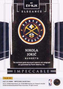 2021-22 Panini Impeccable - Elegance Veteran Jersey Autographs Holo Silver #EV-NJK Nikola Jokic Back