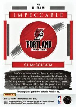 2021-22 Panini Impeccable - Illustrious Ink #IL-CJM CJ McCollum Back