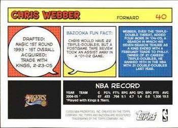 2005-06 Bazooka #40 Chris Webber Back