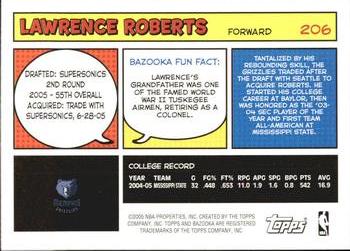 2005-06 Bazooka #206 Lawrence Roberts Back