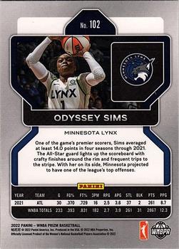 2022 Panini Prizm WNBA #102 Odyssey Sims Back