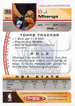 2005-06 Topps Total #265 D.J. Mbenga Back