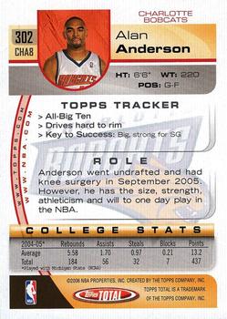 2005-06 Topps Total #302 Alan Anderson Back