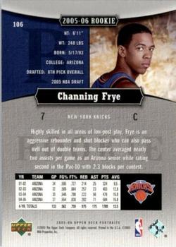 2005-06 UD Portraits #106 Channing Frye Back