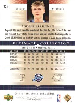 2005-06 Upper Deck Ultimate Collection #125 Andrei Kirilenko Back