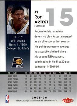 2005-06 Hoops #49 Ron Artest Back