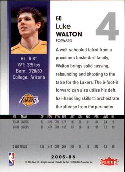 2005-06 Hoops #60 Luke Walton Back