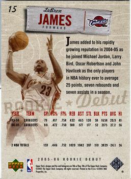 2005-06 Upper Deck Rookie Debut #15 LeBron James Back