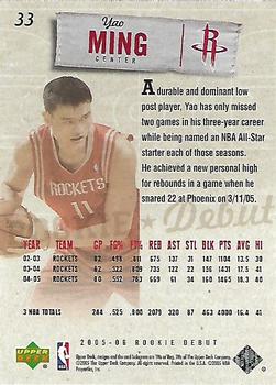 2005-06 Upper Deck Rookie Debut #33 Yao Ming Back
