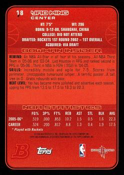 2006-07 Bowman #18 Yao Ming Back