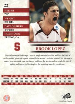 2008 Press Pass - Reflectors Holofoil #22 Brook Lopez Back