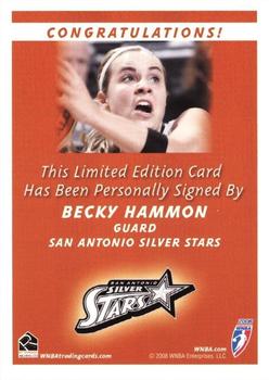 2008 Rittenhouse WNBA - Autographs #NNO Becky Hammon Back