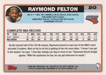 2006-07 Topps #20 Raymond Felton Back