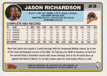 2006-07 Topps #23 Jason Richardson Back