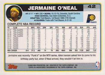 2006-07 Topps #42 Jermaine O'Neal Back