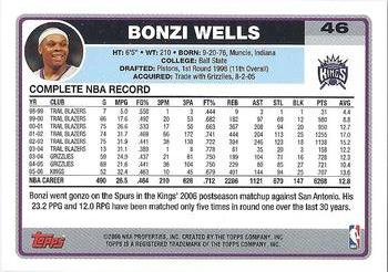 2006-07 Topps #46 Bonzi Wells Back