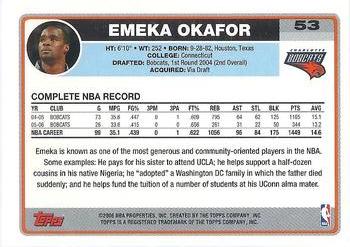 2006-07 Topps #53 Emeka Okafor Back