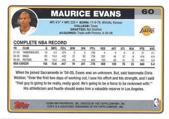 2006-07 Topps #60 Maurice Evans Back