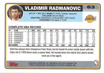 2006-07 Topps #63 Vladimir Radmanovic Back