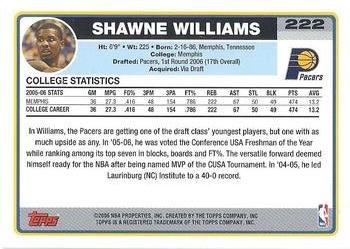 2006-07 Topps #222 Shawne Williams Back