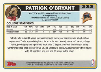 2006-07 Topps #232 Patrick O'Bryant Back