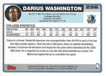 2006-07 Topps #258 Darius Washington Back