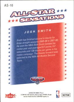 2008-09 Fleer - All-Star Sensations #AS-10 Josh Smith Back