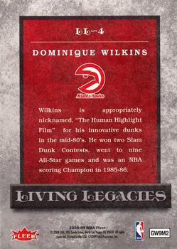 2008-09 Fleer - Living Legacies #LL-4 Dominique Wilkins Back
