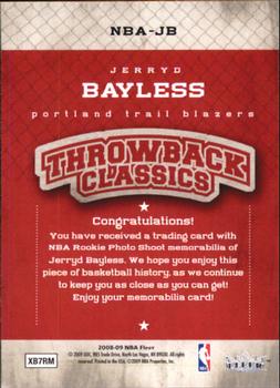 2008-09 Fleer - NBA Throwback Classics #NBA-JB Jerryd Bayless Back