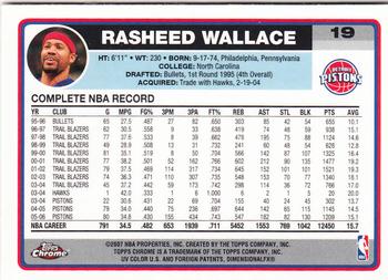 2006-07 Topps Chrome #19 Rasheed Wallace Back